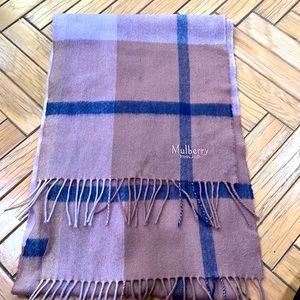 2019 Mulberry England scarf plaid wool - muted pink and purple plaid